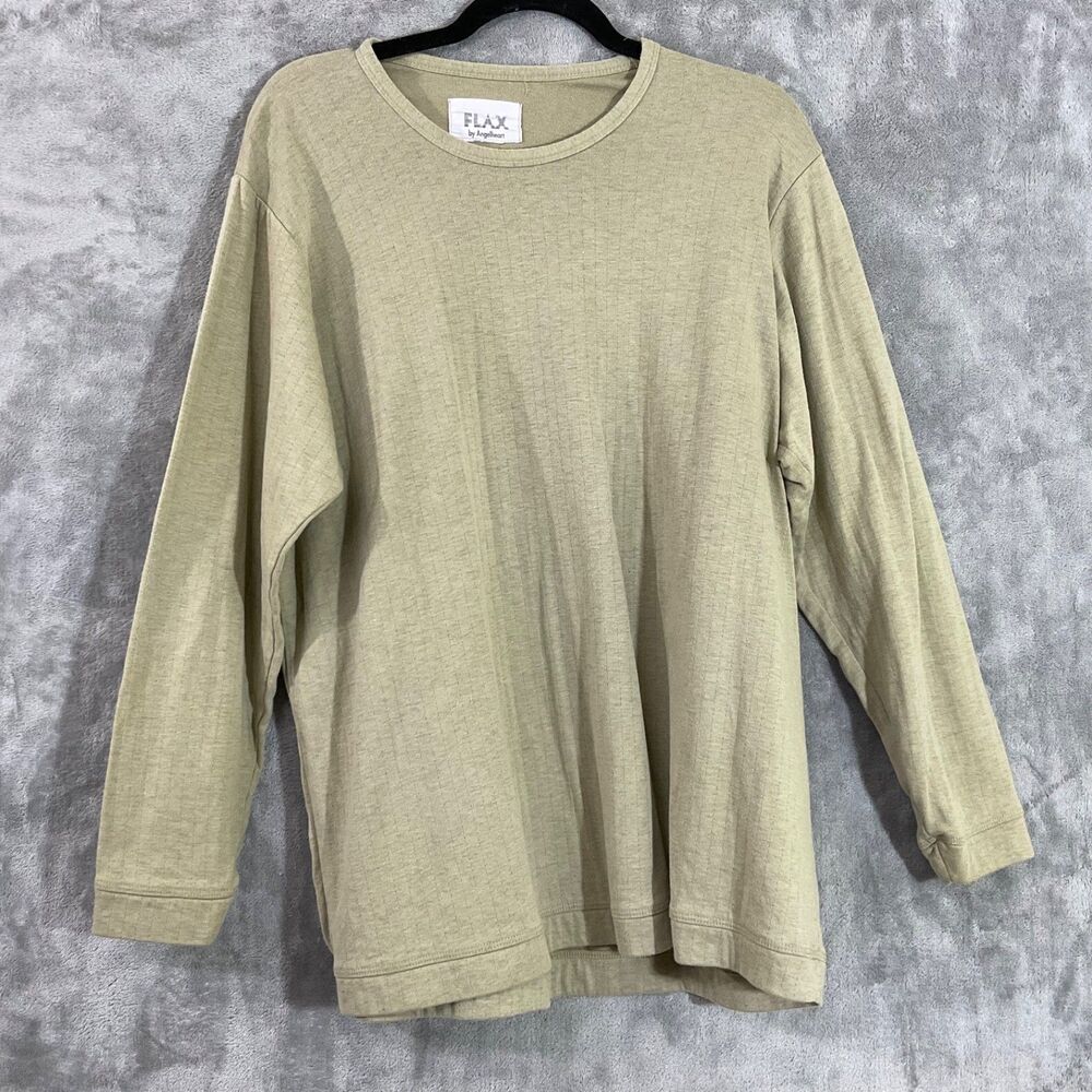 Flax By Angelheart  tunic top women’s Sz L Green Vintage minimalist contemporary